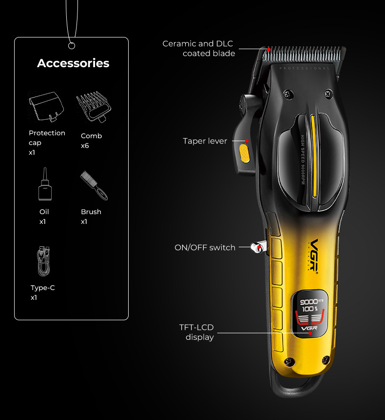 Electric Hair Clipper For Men Professional Digital Hair Trimmer_voghion.com