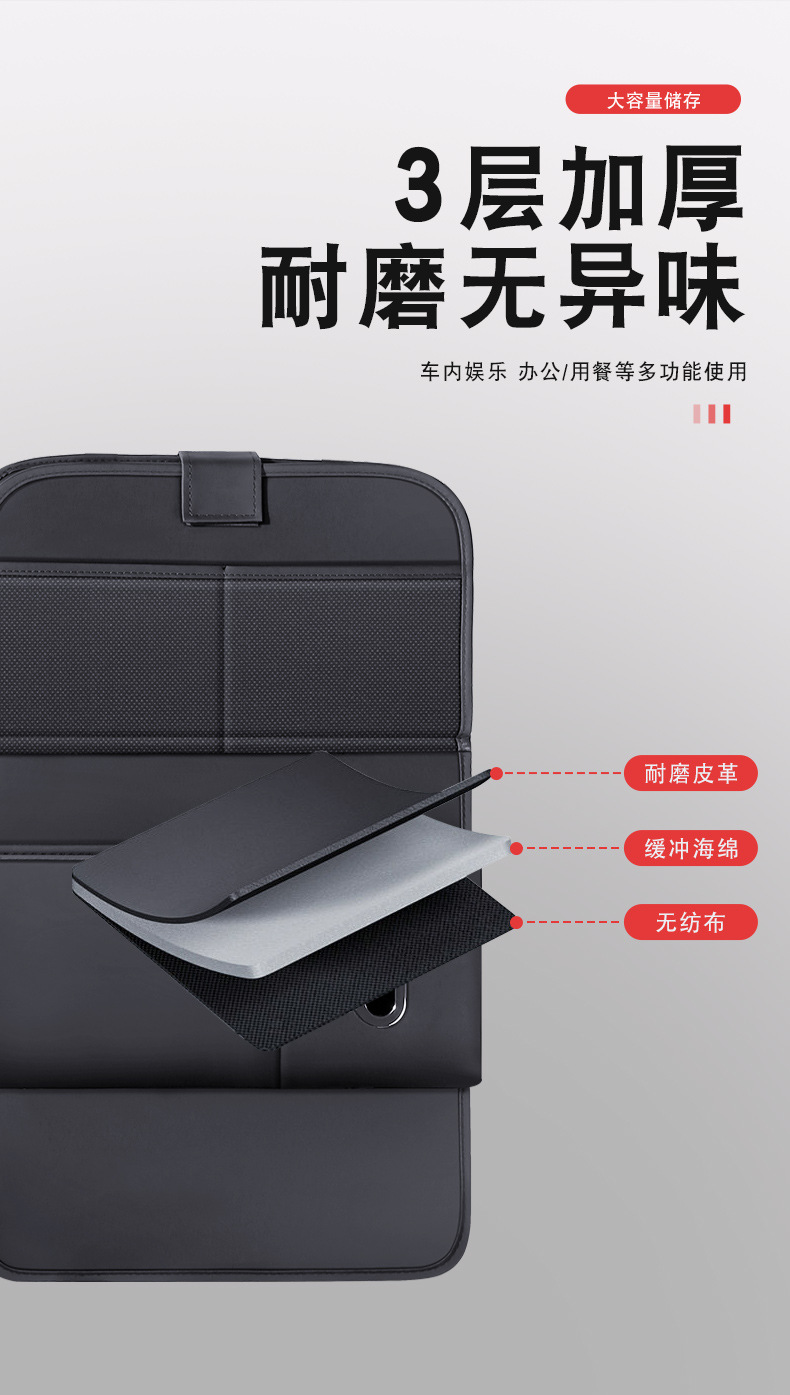 Car seat back storage bag, vehicle-mounted storage bag, foldable small table board suitable for SUVs, sedans, and pickup trucks