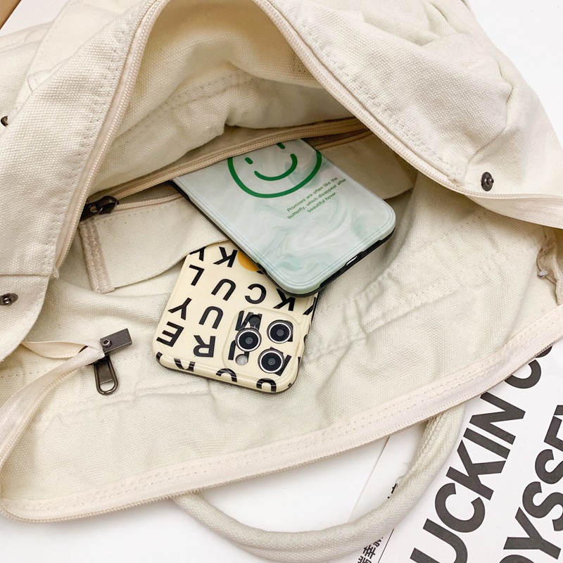 Bolso de lona japonés femenino 2024 nuevo bolso coreano de gran capacidad bolso de mensajero de todo fósforo de color sólido bolso de moda