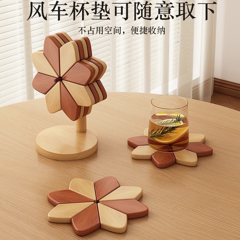 Molino de viento creativo transfronterizo almohadilla de aislamiento térmico resistente a quemaduras decoración de mesa de comedor doméstica alta sensación taza al por mayor