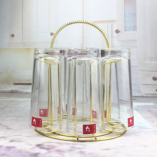 Simple kitchen cup storage rack golden water cup upside down rack iron wine glass rack drain manufacturer wholesale