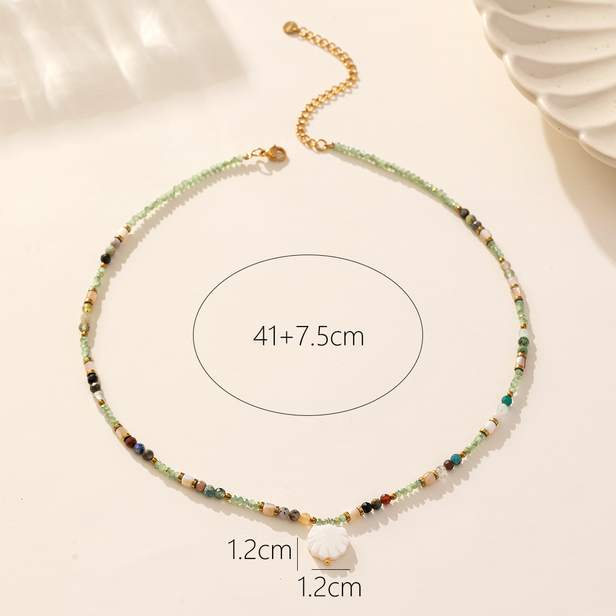 Ethnic Style Shell Stainless Steel Beaded Alloy Inlay Shell Necklace_colorza_5