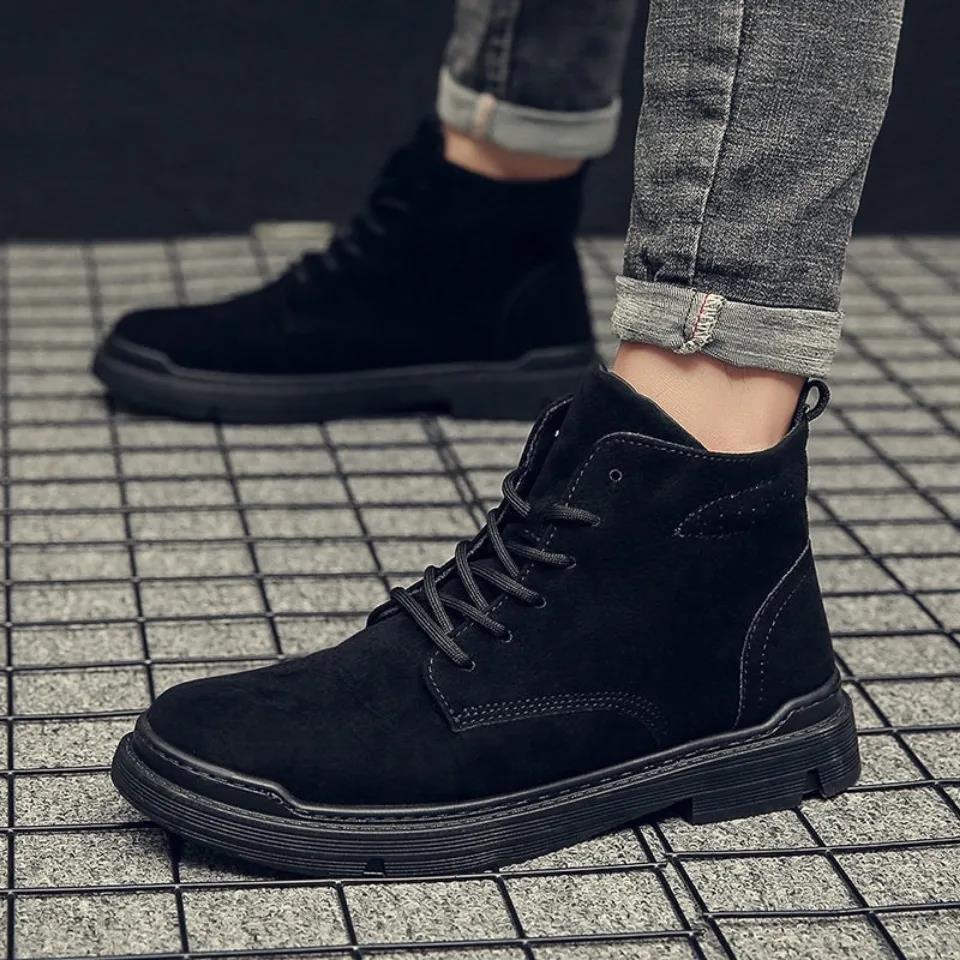 2022 new autumn men's shoes men's Martin boots Korean high top men's shoes retro outdoor work clothes men's boots short boots