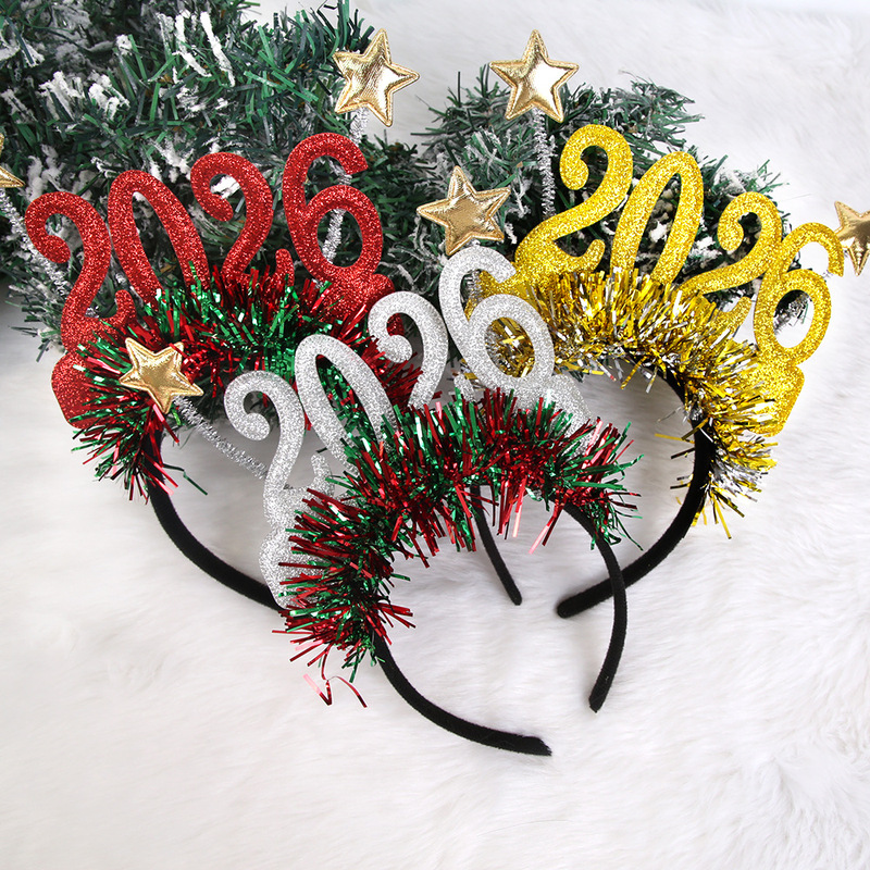 クリスマス 2026 デジタルヘッドバンド大晦日新年装飾ヘッドバンドスターカラーストリップホリデーパーティーヘッドバンドヘッドバンド|undefined