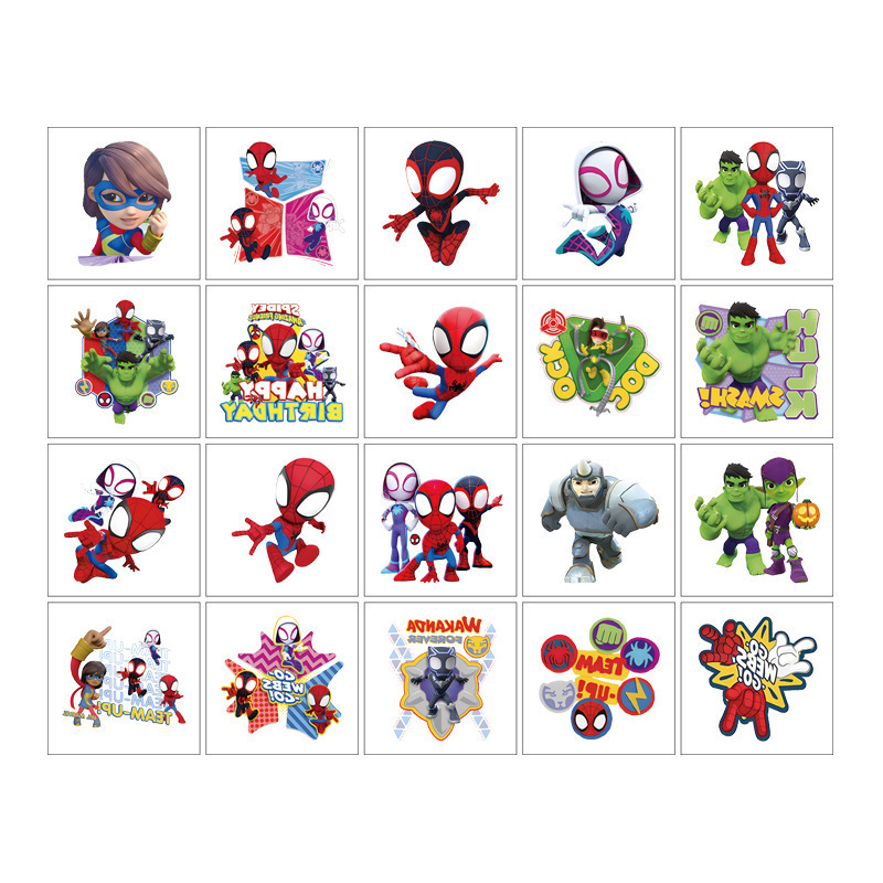 5X5Cm Spider-Man and His Amazing Friends Tattoo Stickers 20 Pieces Cartoon Tattoo Stickers Water Transfer Stickers
