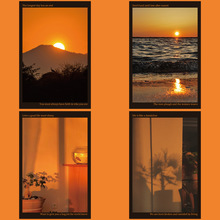 10张落日信箱卡片浪漫高颜值明信片客厅卧室宿舍墙面装饰背景墙贴