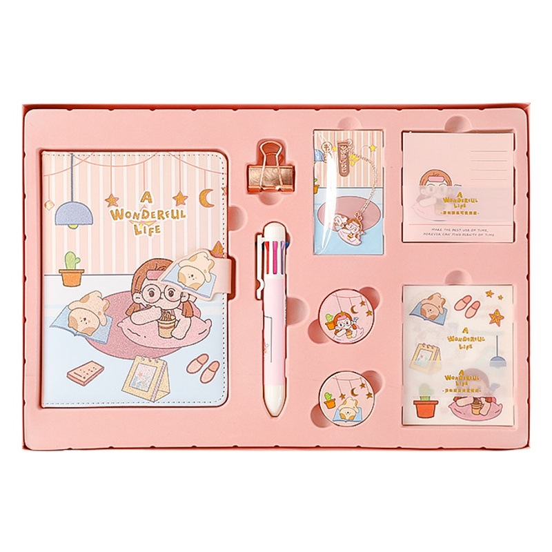 Premio de regalo para los niños cute Cartoon Journal Book traje Notebook caja regalo Bloc notas magnética hebilla libro del diario