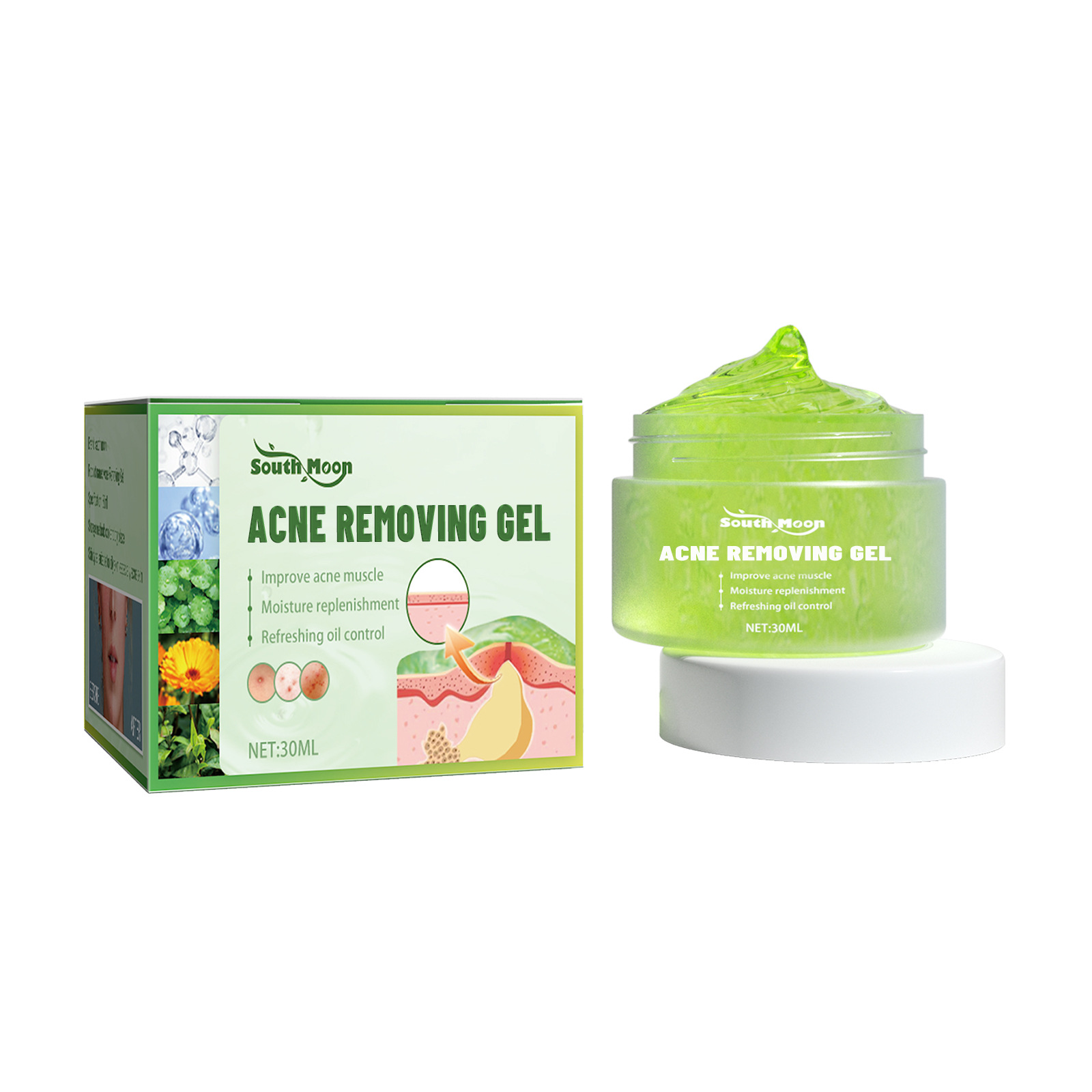 South Moon Acne Removing Gel to lighten acne scars, remove pimples, close mouth, clean brighten the skin, and_voghion.com
