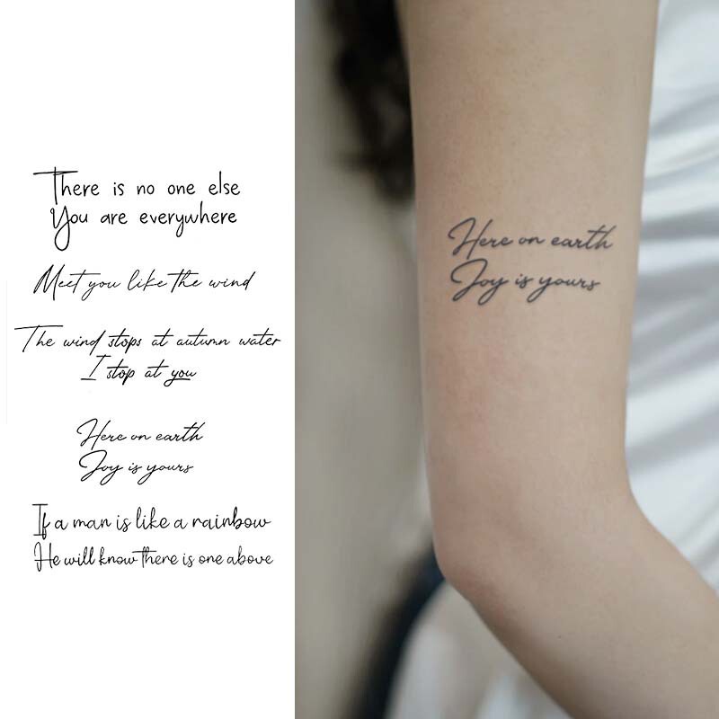 Cross-Border Literary Handwritten English Short Sentence Tattoo Stickers with Healing Sentences, Delicate Fonts and Warm Temperatures, Suitable for Arms and Legs