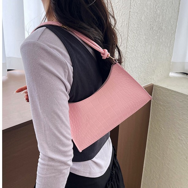 Cross-Border Pu Stone-Patterned Women's Bag, Fashionable Solid Color, Simple Glossy Underarm Small Bag, Handbag, Summer Handbag Wholesale Cross-Border Pu Stone-Patterned Women's Bag, Fashionable Solid Color, Simple Glossy Underarm Small Bag, Handbag, Summer Handbag Wholesale