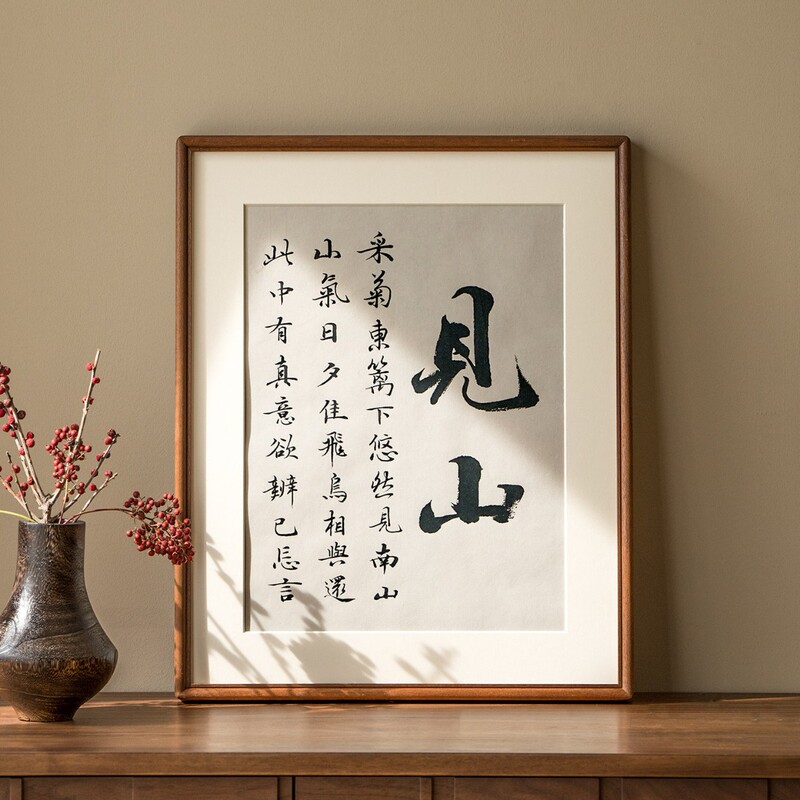 Chinese-style aesthetic solid wood photo frame, calligraphy display stand, painting and calligraphy decoration for entryway and study room, can hang photos