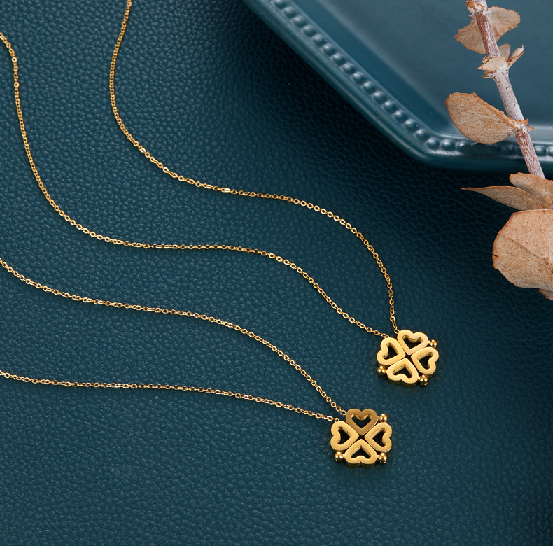 Fashion Heart Shape Titanium Steel Gold Plated Pendant Necklace 1 Piece