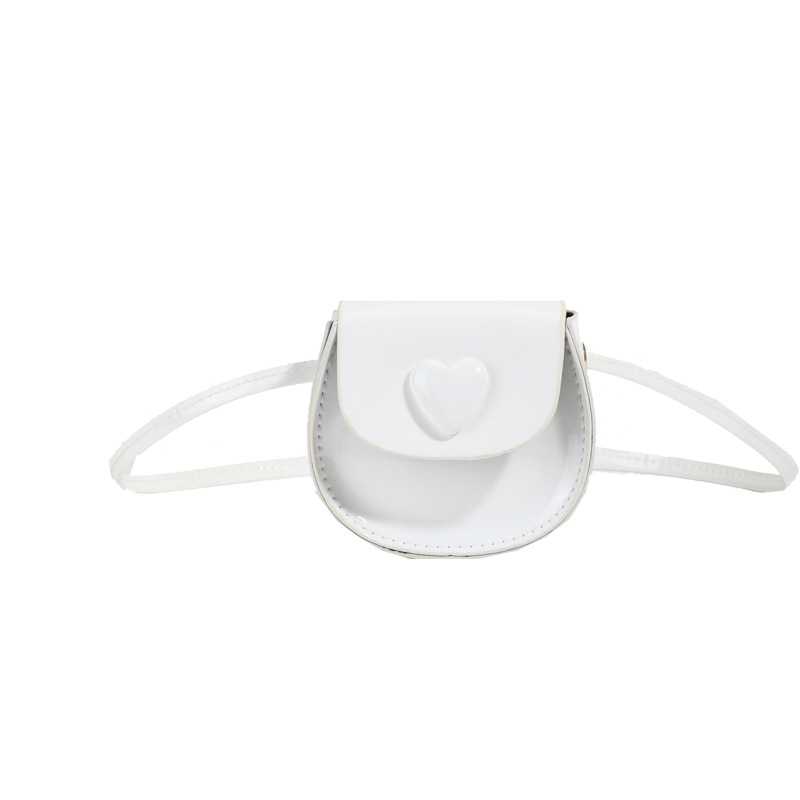 Bolso de accesorios de princesa de estilo occidental Mini lindo bolso de hombro para niños y niñas en forma de corazón Cadena de moda Bolso de moda para niños de charol