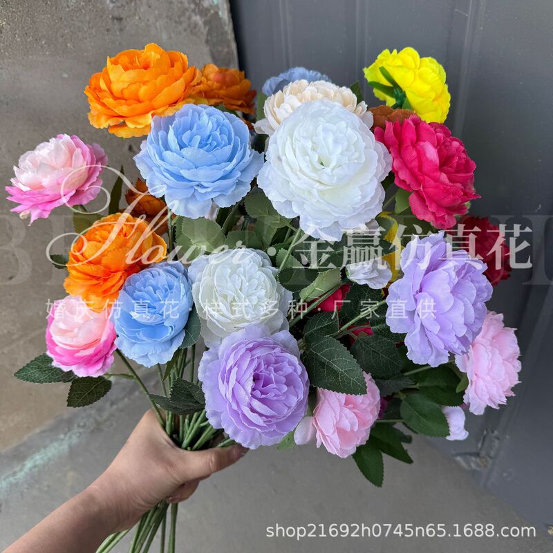 Wedding Artificial Flowers, 3-Head Peony, Flocked Three-Head Lotus, Wedding Decoration Floor Arrangement, Artificial Flowers, Wedding Essentials Wedding Artificial Flowers, 3-Head Peony, Flocked Three-Head Lotus, Wedding Decoration Floor Arrangement, Artificial Flowers, Wedding Essentials