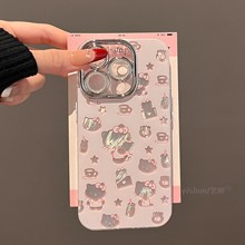 甜妹新款适用苹果iPhone17A手机壳vivos20少女粉羽纱镂空信封kt猫