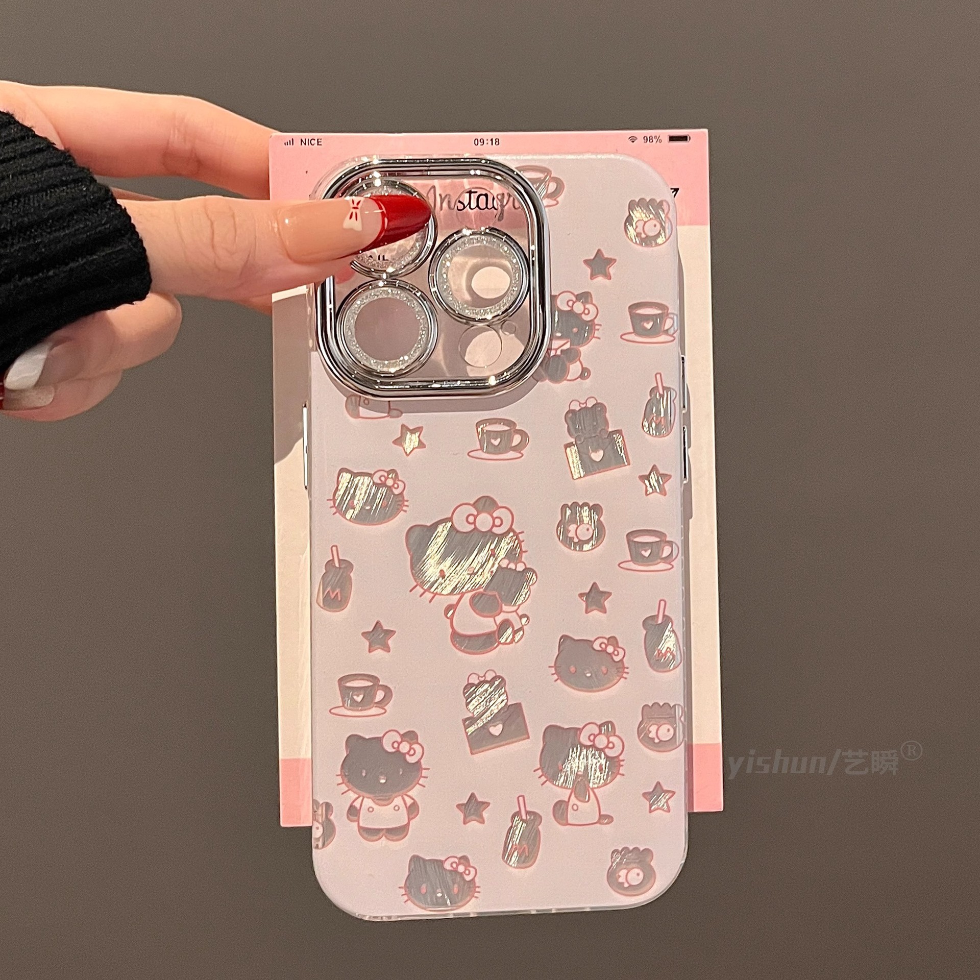 甜妹新款适用苹果iPhone17A手机壳vivos20少女粉羽纱镂空信封kt猫