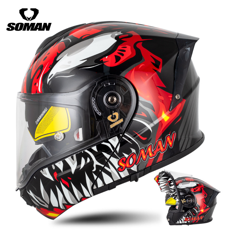 Nuevo SOMAN motocicleta casco de carreras de doble lente casco de exposición casco de equitación Cuatro Estaciones de la motocicleta circunferencia de la cabeza grande 965
