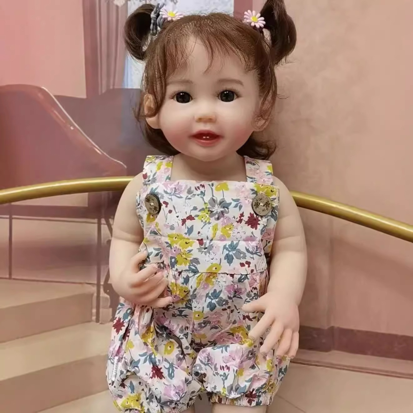 Teegan pelo implantado a mano TikTok suministro Cruz Npk55cm pegamento completo puede entrar en la muñeca de baño de agua