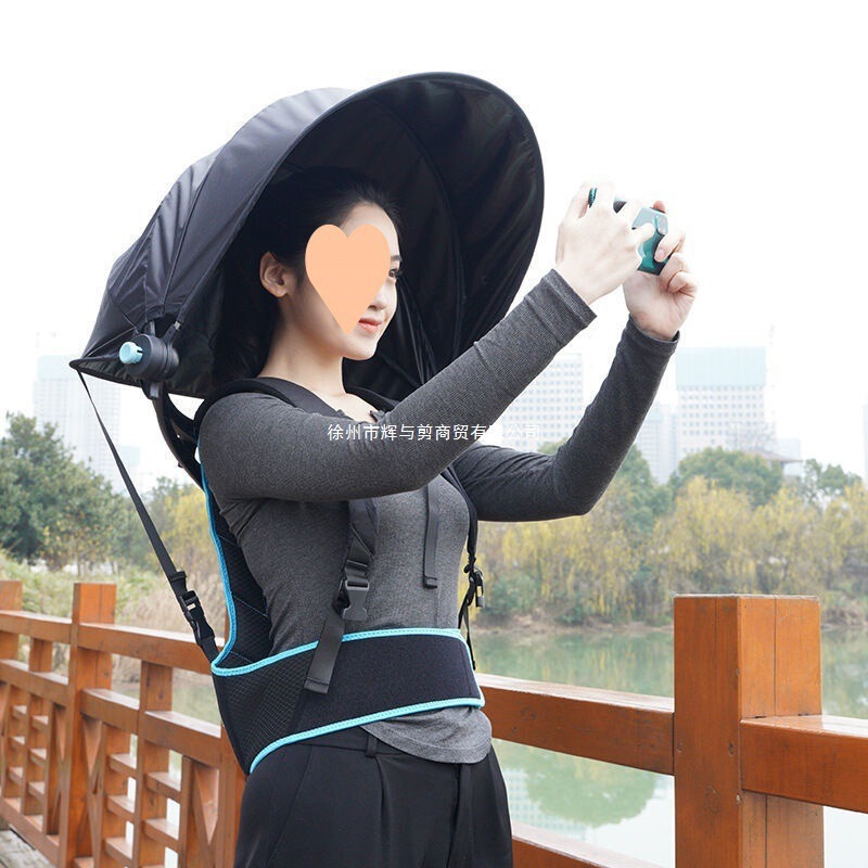 Backpack Parasol Portable Hiking Tea Picking Outdoor Work Cycling Fishing Folding Shoulder Umbrella