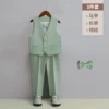 Green vest, set, trousers, bow tie, 3 pieces