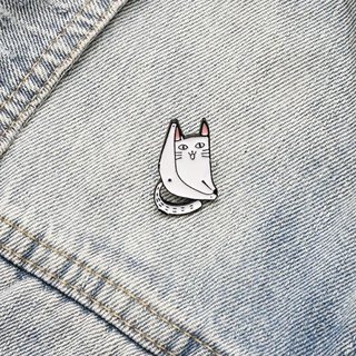 日系可爱风简约创意猫咪胸针饰品劈叉粉白色猫咪滴油徽章女生饰品