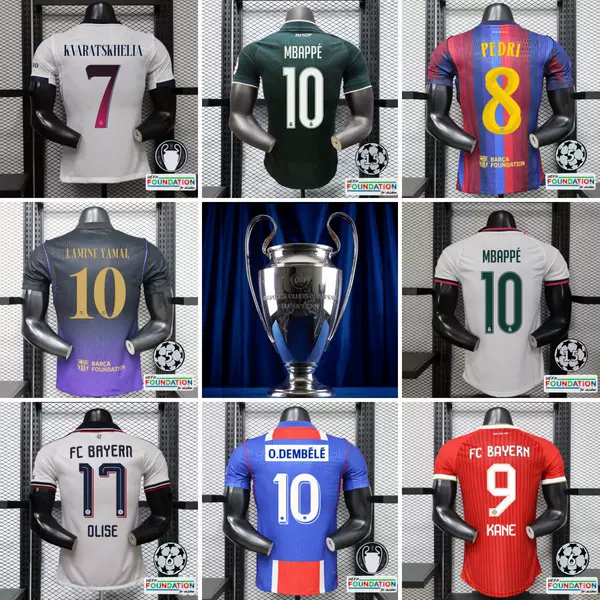 Wholesale 2627 Season Real Madrid Jerseys, Barcelona, Bayern, Paris Football Uniforms, Mbappe, Yamal, Champions League Jerseys