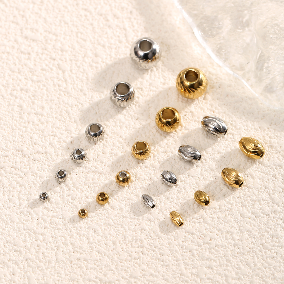 Bucket Beads Plated with Color-Preserving Gold Faceted Beads DIY Cut Corner Beads Loose Beads Jewelry Accessories Cut Flower Gold Beads Positioning Spacer Beads