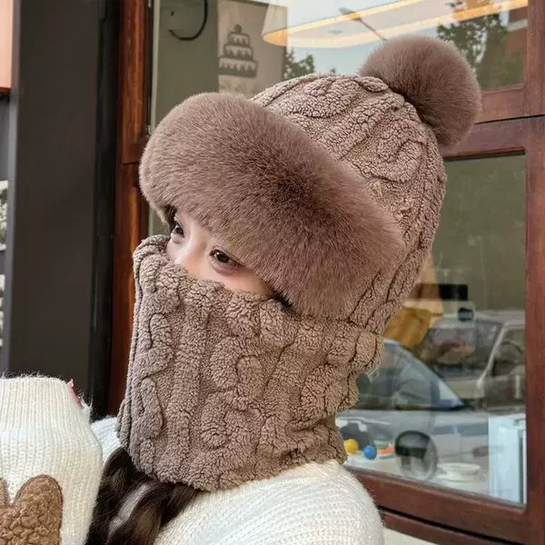 Pullover Hat and Neck Warmer Combo for Women, 2025 New Winter Versatile Windproof Neck Protector for Electric Bike Riding, Keeps Warm