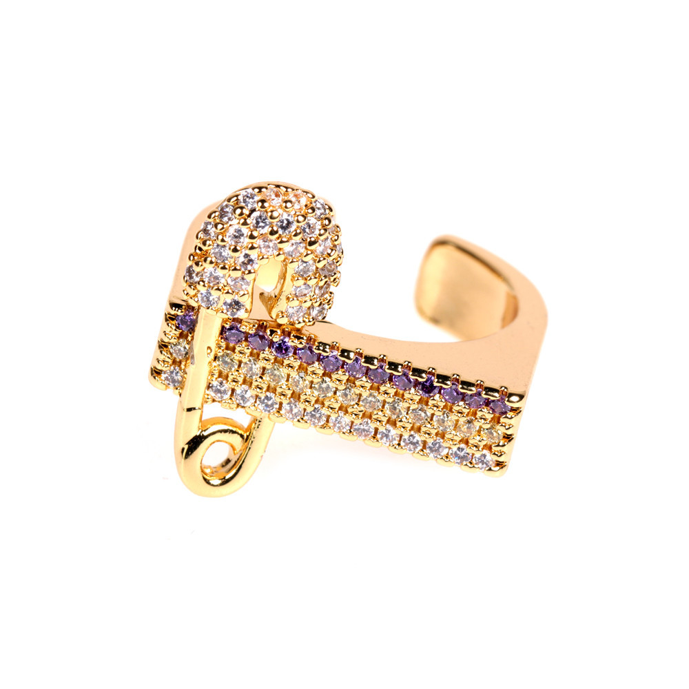 New Diamond Three-color Pin Fashion Open Ring display picture 5