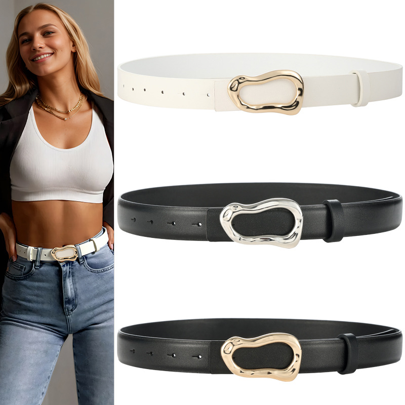 New Fashion Belt Simple Versatile Women's Belt Commuting Irregular Decorative Jeans Skirt Matching Wholesale