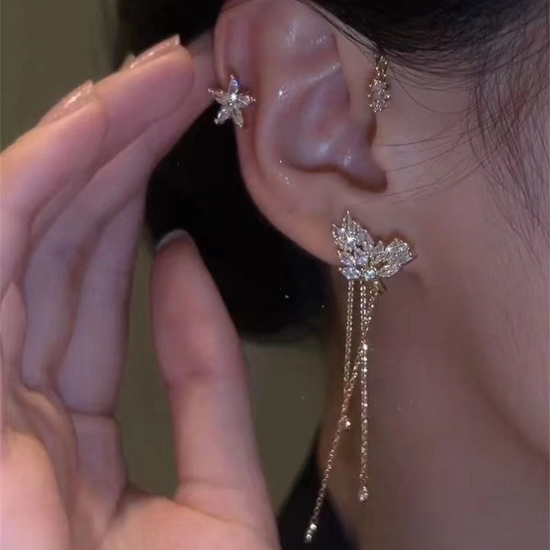 E0060-1# flower tassel ear cuff right ear
