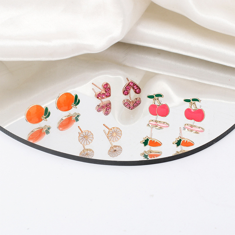 Cute Drop Oil Fruit Earring Set Wholesale Jewelry Nihaojewelry display picture 3
