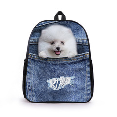 Cat and Dog Primary School Student Girl Bag, Suitable for Grades 1 to 6, Large Capacity Cartoon Printed Children's Dual Shoulder Bag