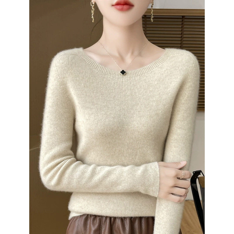 24 осенний новый женский вязаный свитер женский с низким вырезом с круглым вырезом нижняя рубашка женский стройный Энди бархат внешней торговли оптом