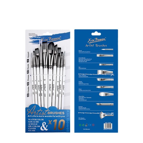 Cross-border oil paint brush wooden water chalk set gun black aluminum tube student painting pen watercolor pen acrylic paint brush