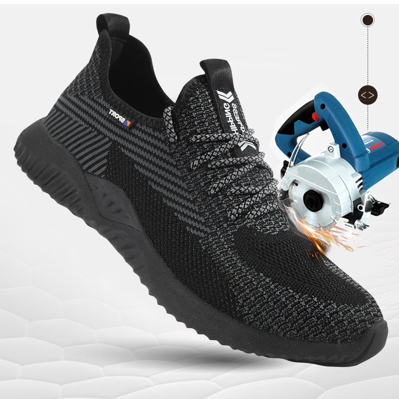 Cross-border labor protective shoes with anti-punching, anti-piercing, lightweight, fashionable, flyknit, wear-resistant, non-slip, anti-odor, comfortable, and safety protection.