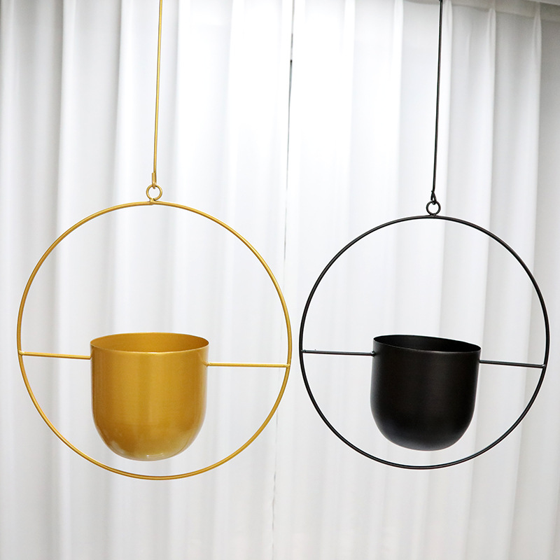 Transfronterizo simple y creativo moderno colgar hierro forjado balcón colgar planta suculenta decoración colgante cesto maceta