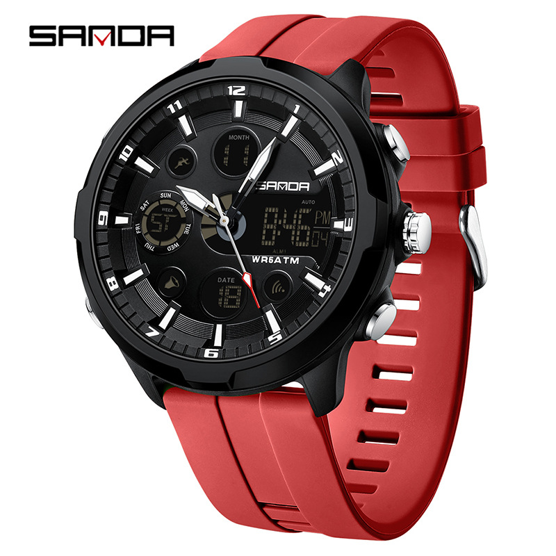 SANDA SANDA reloj electrónico para hombres moda casual reloj coreano impermeable despertador de luz nocturna reloj multifuncional 9053