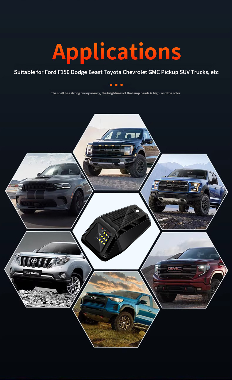 Off-Road Vehicle Suv Pickup Car Roof Led Solar Pilot Light Wiring-Free Modification Decorative Universal Warning Strobe Light