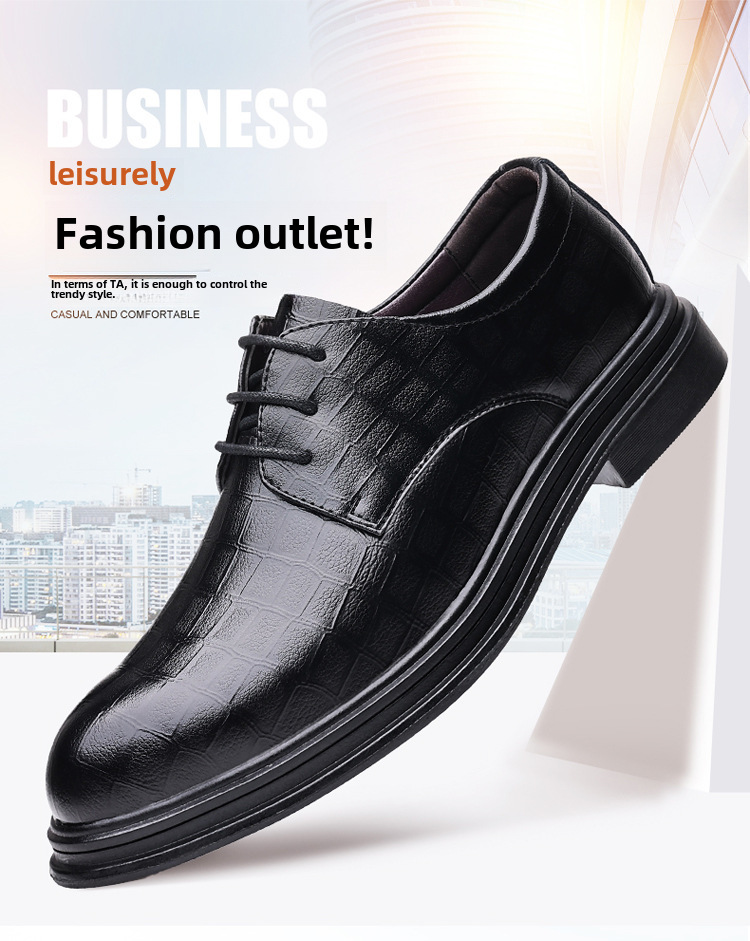 Leather Shoes Men's Business Dress Casual Trendy Shoes Spring British Groom Korean Cross-border Soft-soled Wedding Shoes Breathable_vogvips.com