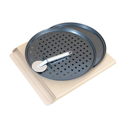 Manufactor Cross border baking appliance 12 plane punching Baking tray pizza Disc package Non-stick pizza pan