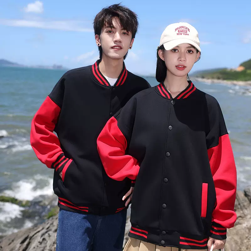 时尚撞色男女同款棒球服 加绒保暖舒适企业工作服可定印LOGO工装