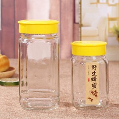 卸売り八角形蜂蜜ガラス瓶蜂蜜ジャム瓶味噌汁瓶カプサイソース瓶蓋付き密封ガラス缶
