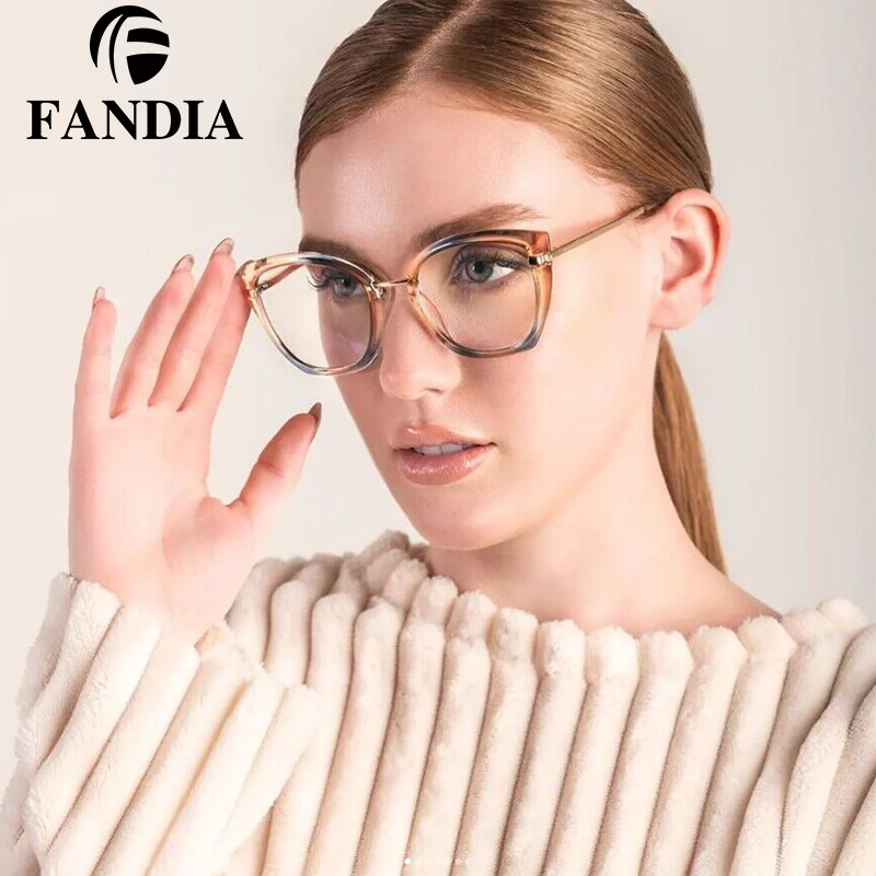 95970 marco de gafas de comercio exterior de las mujeres de moda europea y americana marco grande gafas lisas TR90 trabajo elástico marco de color de la pierna gafas de luz azul