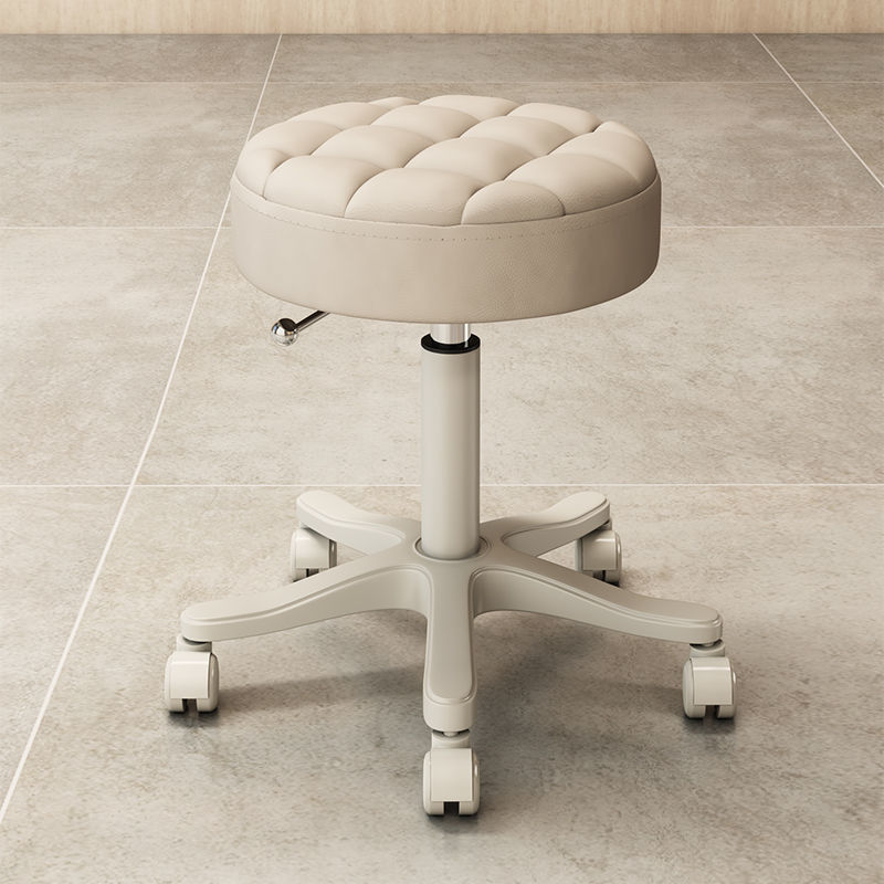 Silla giratoria con respaldo ajustable y ruedas para uso doméstico, silla redonda para peluquería, silla para manicura, venta al por mayor de fábrica transfronteriza.