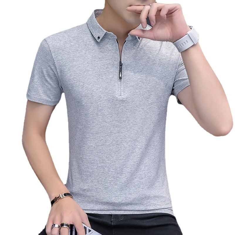 Camisa de polo de los hombres 2022 verano nueva camiseta de manga corta bordada camiseta de media manga de algodón de color sólido delgado de la moda de los hombres