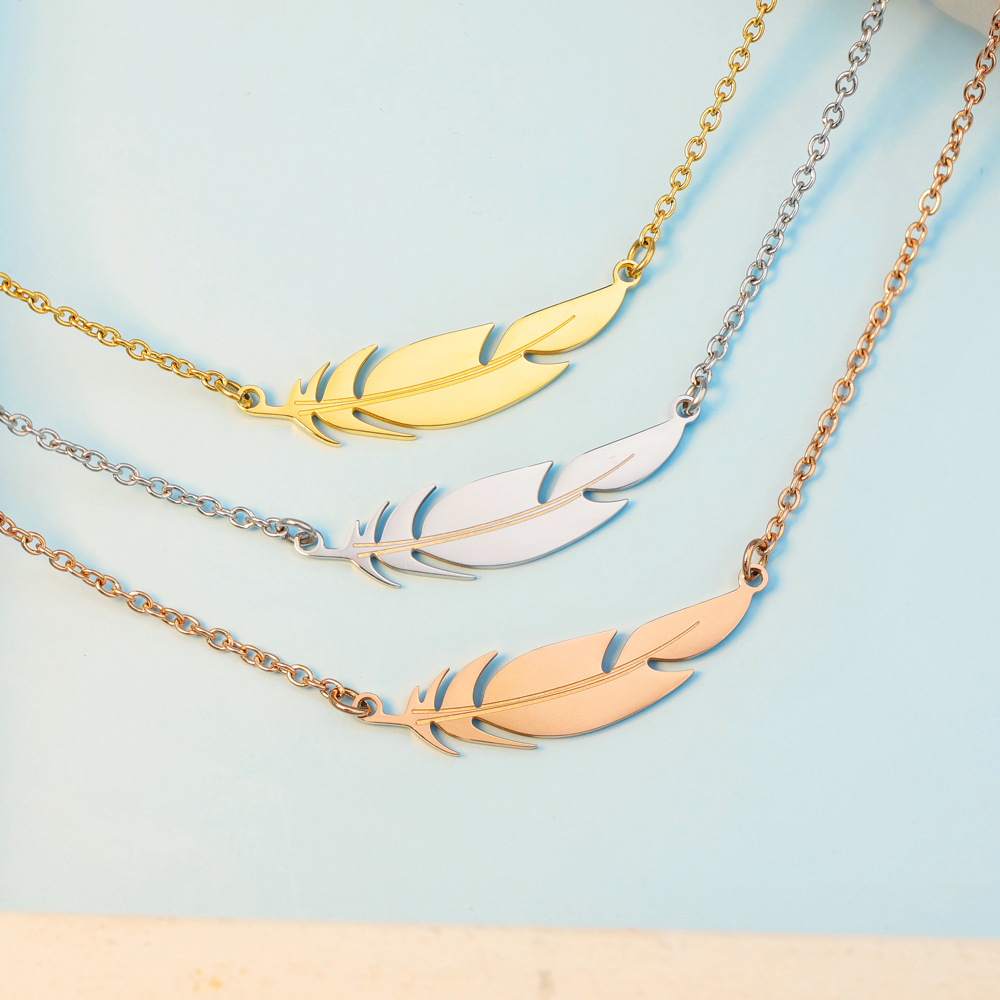 Fashion Feather Stainless Steel Necklace Plating Stainless Steel Necklaces display picture 2