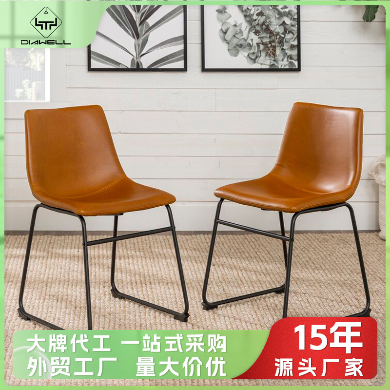 Wayfair Dining Chair Accessible Luxury High-End Italian Leather Restaurant Backrest Chair Dining Room Chair
