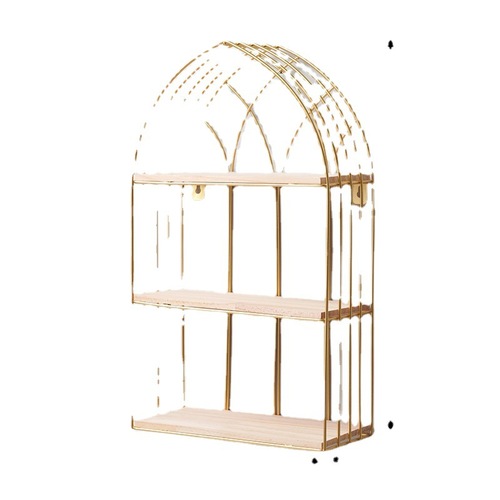 Light luxury wall storage rack wrought iron multi-layer window wall-mounted Nordic beauty and nail shop cosmetics storage display rack