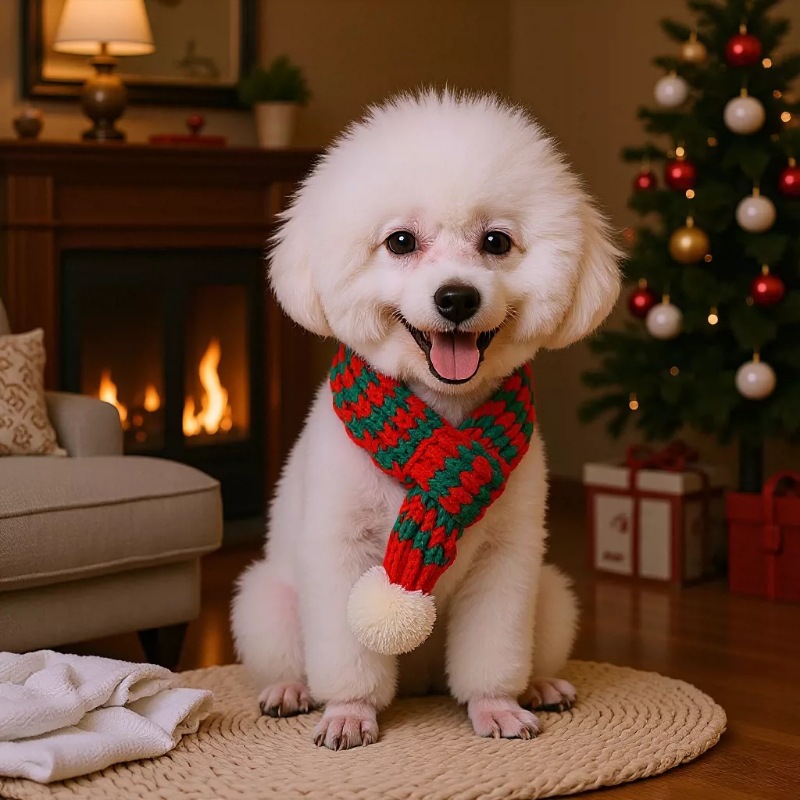 Puppy Teddy Bear Cat Collar Bib Dog Christmas Accessory Korean Style Pet Autumn Winter Warm Drool Bib